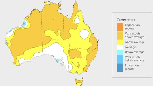 Mean temperatures across the country in December 2023.