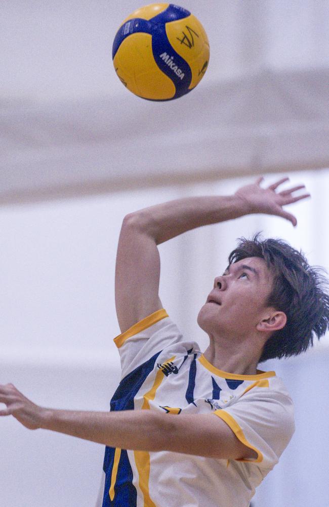 Kody Taiga as Reynella V Carrum Downs in the Australian Volleyball Schools Cup is being played at the Gold Coast Sports and Leisure Centre in Carrara. Picture: Glenn Campbell