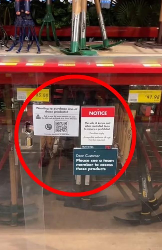 New knife rules have been implemented in Bunnings stores. Picture: TikTok/ProcheckAutomotive