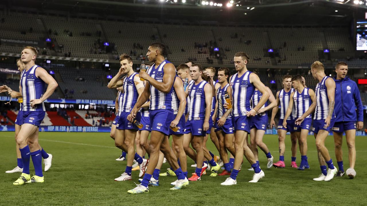 North Melbourne faces the Western Bulldogs on Good Friday. Picture: Dylan Burns