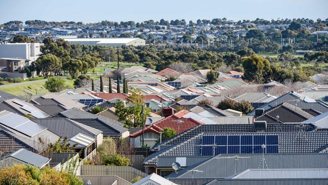 Adelaide’s housing market is less affordable than New York – and only slightly better than Greater Londond’s. Housing stock in Noarlunga Downs, 2021. Picture: NCA NewsWire / Brenton Edwards