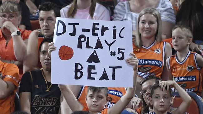 CAIRNS, AUSTRALIA – JANUARY 31: A Taipans fan shows his support during the round 18 NBL match between the Cairns Taipans and the Illawarra Hawks at the Cairns Convention Centre on January 31, 2020 in Cairns, Australia. (Photo by Ian Hitchcock/Getty Images)