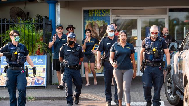 Violet Tolios was arrested by NT Police after allegedly refusing to shut her doors over alleged Covid breaches. Picture: Che Chorley