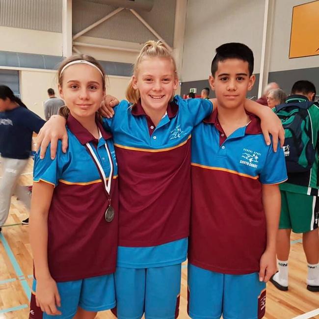 Jaya Lowe, Ava Usher and Malachi Witehira have been named in the Queensland school sport team set to compete at nationals in August in Bendigo. Picture supplied.