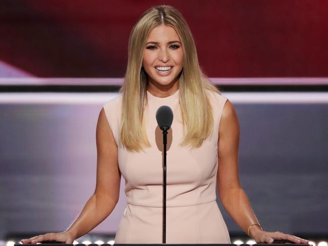 Ivanka Trump delivers a speech during the evening session on the fourth day of the Republican National Convention on July 21, 2016 at the Quicken Loans Arena in Cleveland, Ohio. Picture: Alex Wong/Getty Images