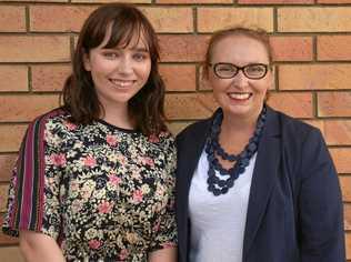 WELL DONE: Former Kingaroy student Meghann Plant was awarded the Ellen Mary Kent Hughes Memorial Scholarship by Stephanie Denman from South Burnett Women, at the International Women's Day luncheon in Kingaroy. Picture: Madeline Grace