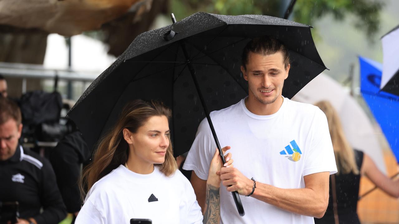 Alexander Zverev with current girlfriend Sophia Thomalla. Photo by Mark Evans/Getty Images