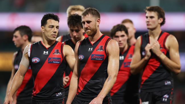 The Bombers after the loss to Sydney. Picture: Matt King/AFL Photos