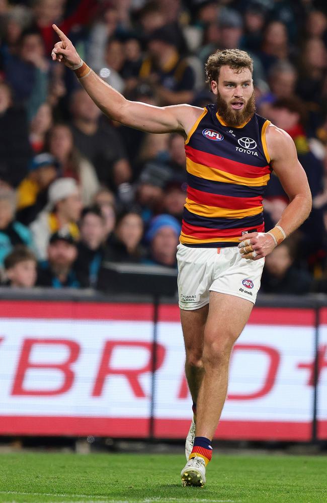 Riley Thilthorpe was overlooked for the Showdown medal. Picture: Sarah Reed/AFL Photos via Getty Images.