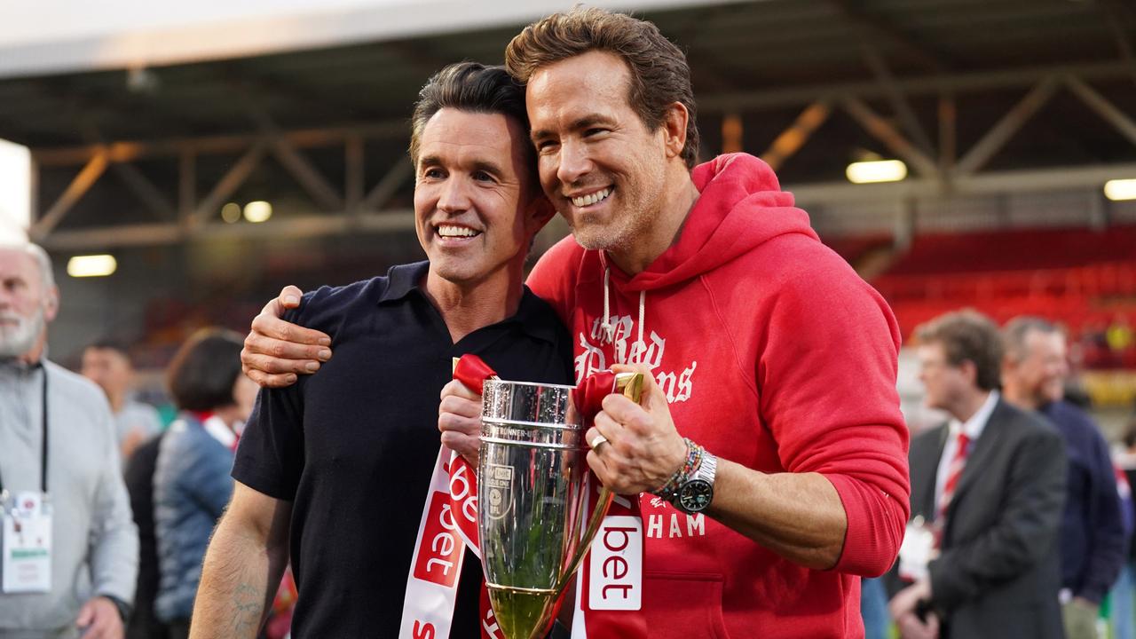 Rob McElhenney (L) and Ryan Reynolds (R) bought Wrexham in 2020. Picture: Kya Banasko/Getty Images