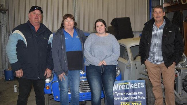 Stanthorpe Mechanical and Wrecking owners and sponsors Jamie and Mandy Marsh with young ambassador Makayla Doughty and president Russell Wantling.