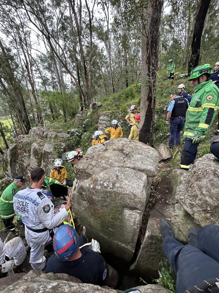 Specialist teams were called in to retrieve the woman. Picture: NSW Ambulance / Facebook