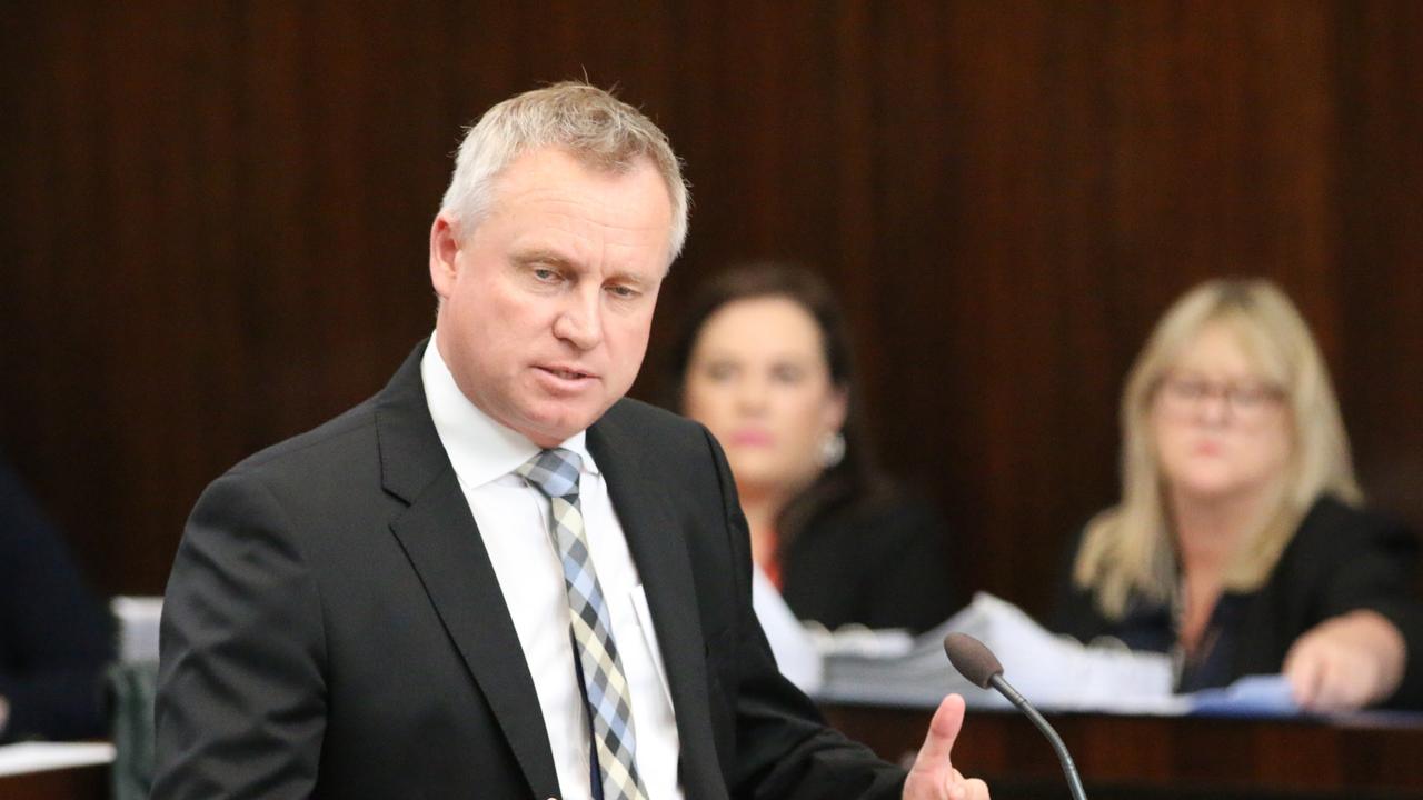 Health Minister Jeremy Rockliff addresses the Tasmanian House of Assembly on Tuesday, November 9, 2021.