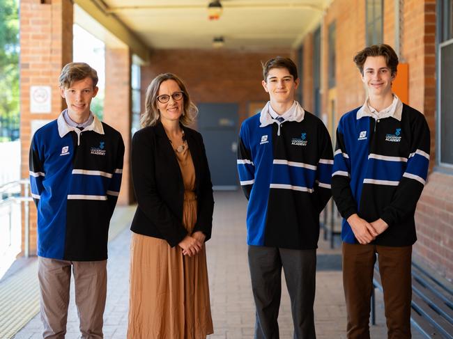 Central West Leadership Academy in Dubbo, NSW. Pctured (left) Noah Randell, Mandi Randell, George Ashcroft and Finn Randell. Picture: Hannah Hodgkinson