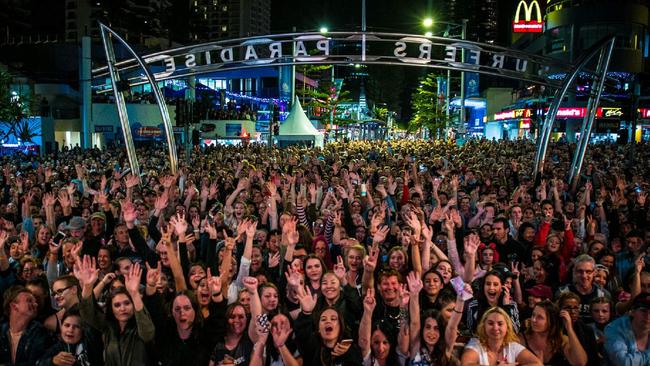 Crowds at the 2017 Surfers Paradise LIVE festival in May.