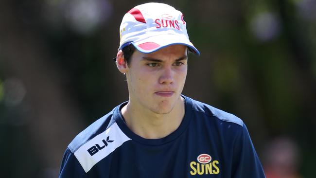 Draftee Jack Bowes during the Gold Coast Suns training session.