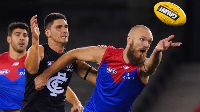 Max Gawn gave Marc Pittonet a ruck lesson early.