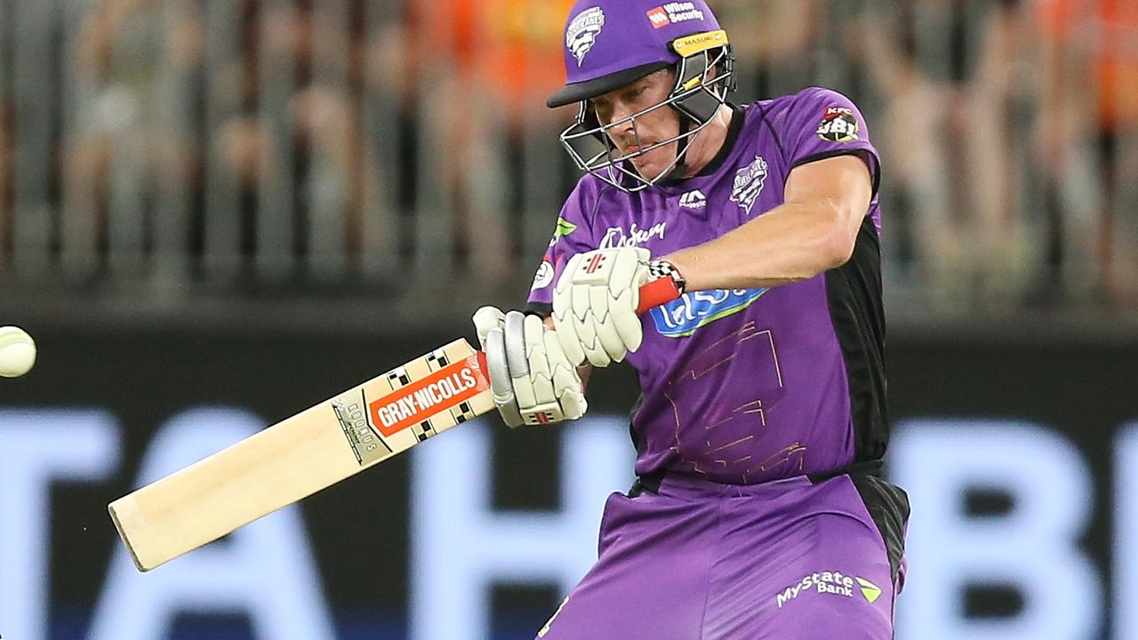 James Faulkner hits Hobart Hurricanes to victory against Perth Scorchers at Optus Stadium. Picture: Paul Kane/Getty Images.