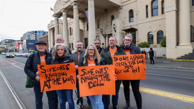 Residents of Yarra Council protest outside the Richmond Town Hall. Picture: Ian Currie