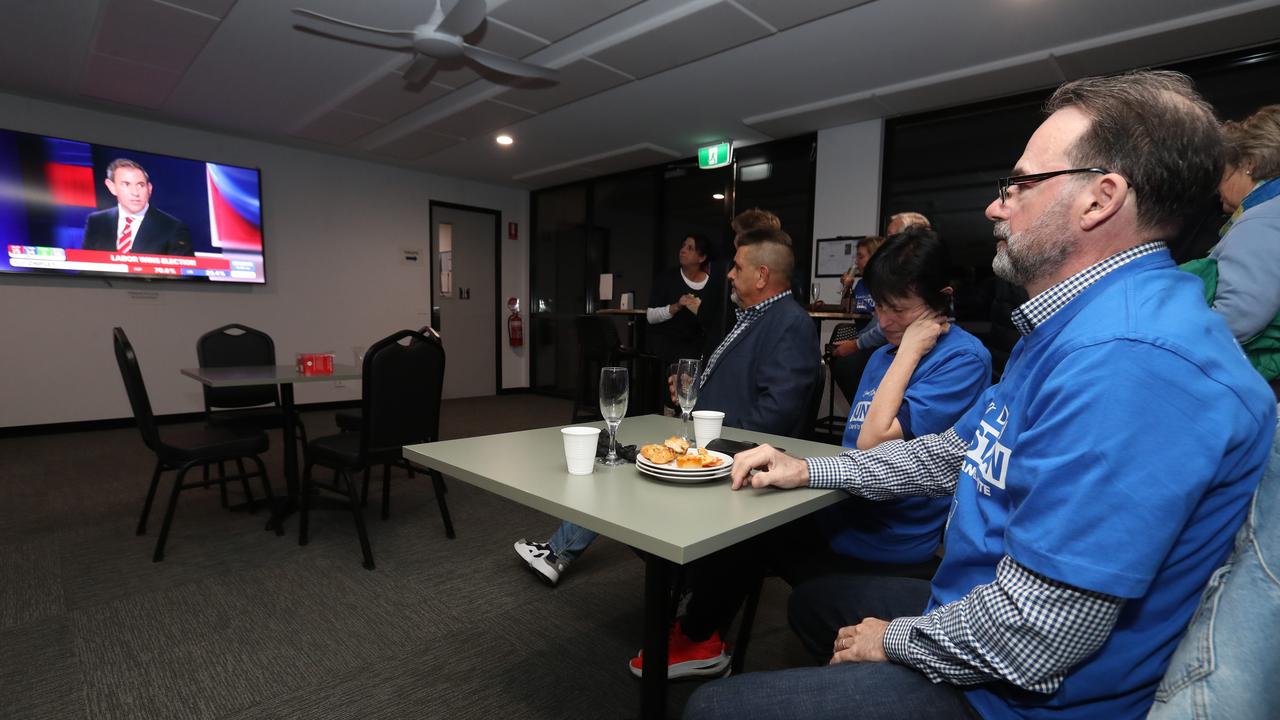 There were few people and no smiles at the Liberal election night event in Barwon Heads. Picture: Alan Barber.