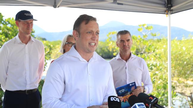 Deputy Premier Steven Miles at Cairns marine precinct today said demand on emergency departments was increasing but it’s untrue that Queensland’s hospitals were not in a state of crisis. Picture: Brendan Radke