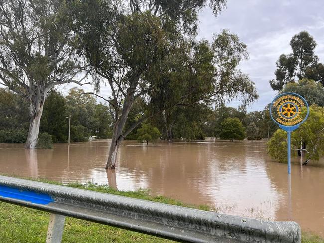 Flood waters rise in Moree. Picture: Moree RFS