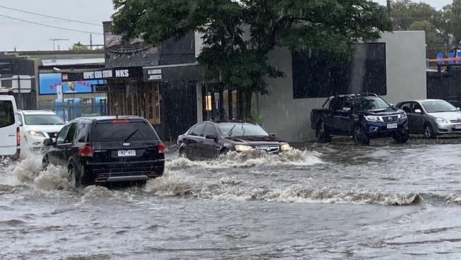 Newport junction has flooded as Victoria is lashed with heavy rainfall. Supplied image