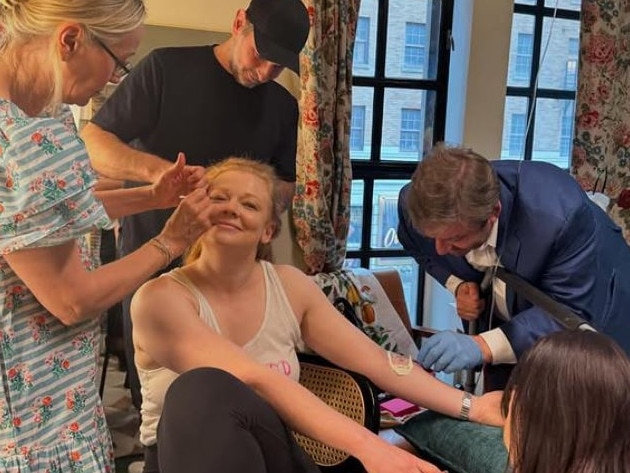 The star took to Instagram to show her glam squad at work ahead of the awards. Picture: Instagram/Sarah Snook