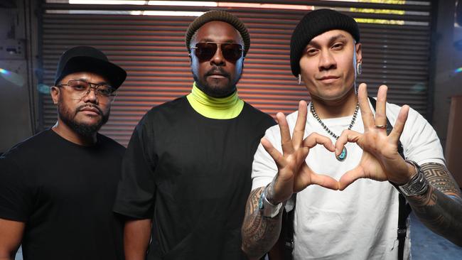 Black Eyed Peas apl.de.ap, will.i.am, and Taboo in Sydney. Picture: Richard Dobson