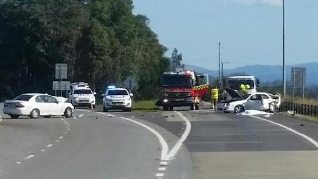 The scene of a fatal crash at Chinderah on Sunday afternoon.