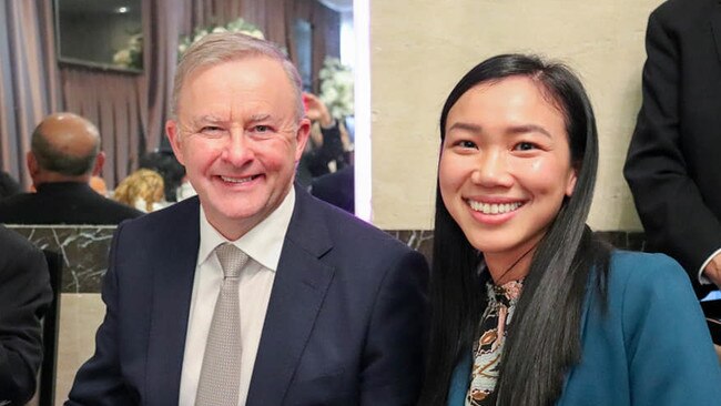 Labor leader Anthony Albanese with Tu Le, who had been endorsed by outgoing Fowler MP Chris Hayes to run for his seat. Picture: Facebook