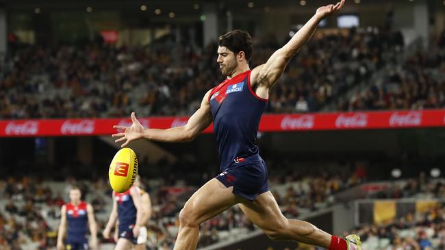 Christian Petracca’s kicking for goal cost him a rating point. Picture: Getty Images