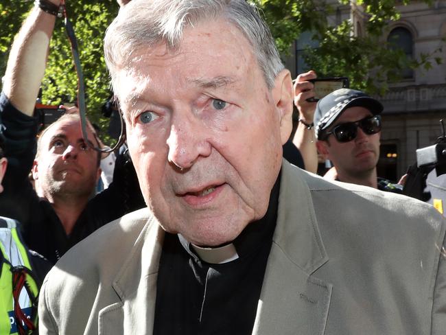 Cardinal George Pell arrives at County Court in Melbourne, Australia, Wednesday, February 27, 2019. Cardinal Pell, once the third most powerful man in the Vatican and Australia's most senior Catholic, has been found guilty of child sexual abuse after a trial in Melbourne. (AAP Image/David Crosling) NO ARCHIVING