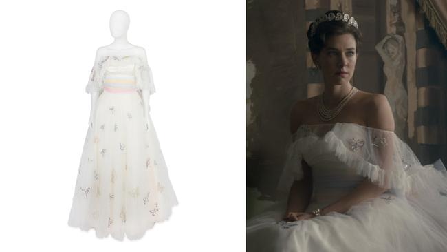 Vanessa Kirby (as Princess Margaret): a Full Length Satin and Tulle Butterfly Ballgown. Picture: Bonhams/Netflix