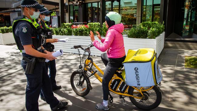 Police launch Operation River Run targeting speeding cyclists and scooter riders along Southbank Promenade. Picture: Mark Stewart