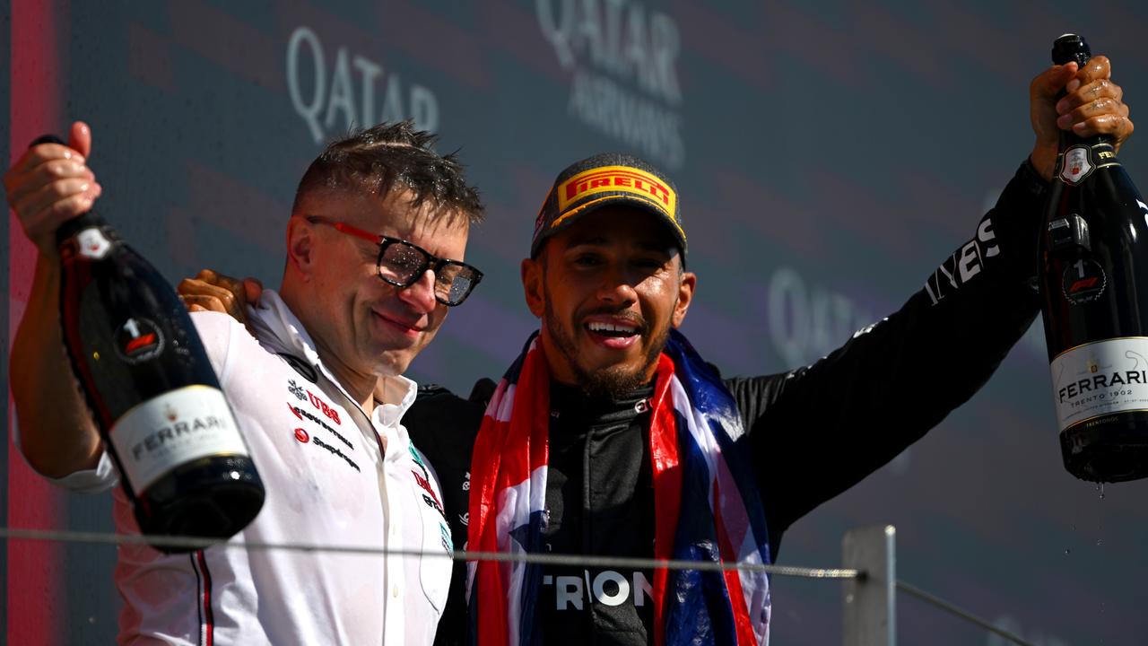 Peter Bonnington (left) enjoyed enormous success with Hamilton at Mercedes. (Photo by Rudy Carezzevoli/Getty Images)