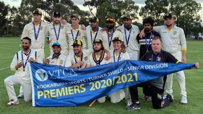 Sunshine United celebrates its VTCA Senior Division premiership. Picture: Facebook