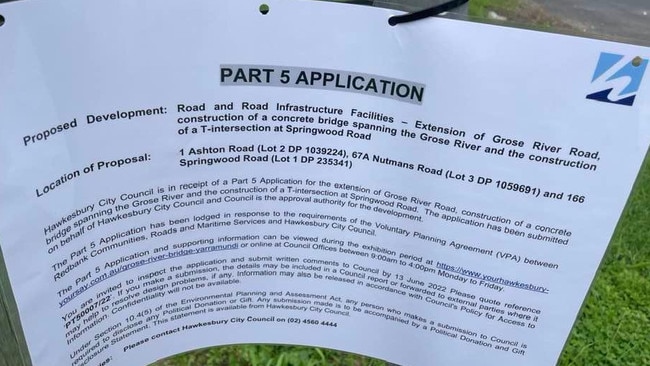 The development proposal was stuck to a poll outside the farm. Picture: Marian Wilcox/Facebook