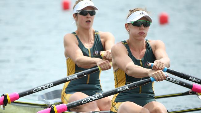 Maddie Edmunds, right, in action for Australia.        Photo courtesy Rowing Australia