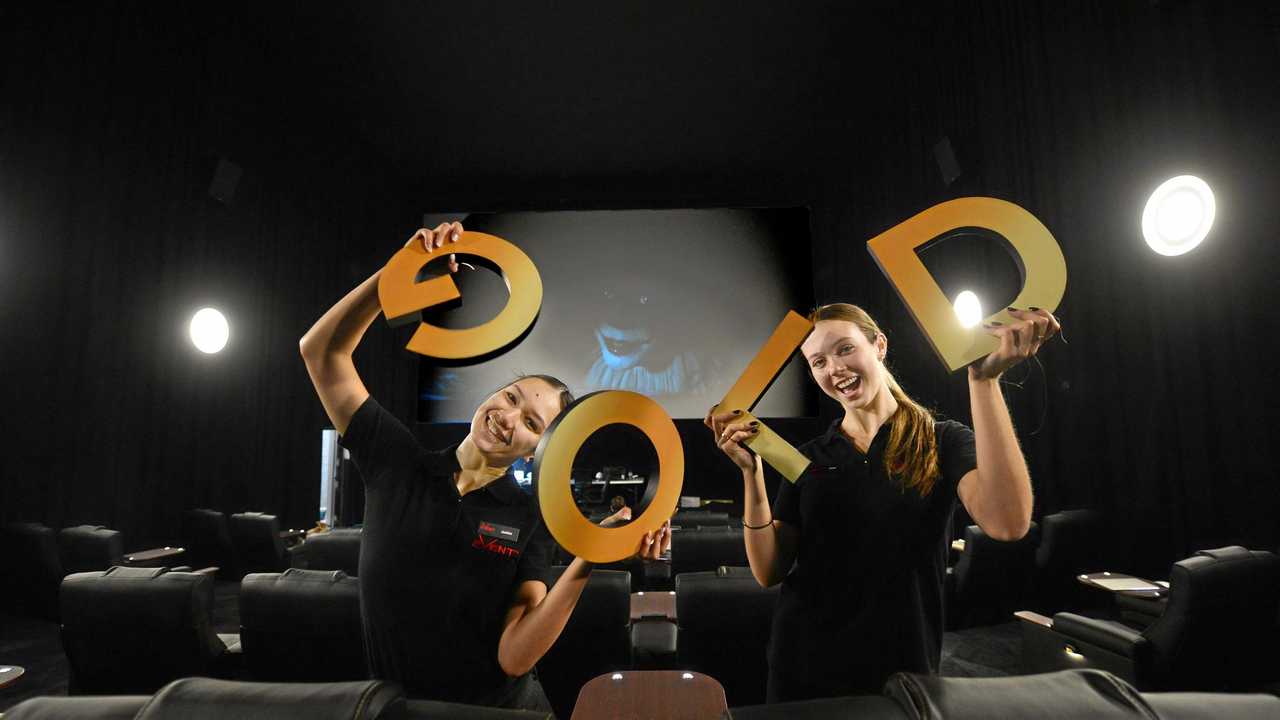New cinemas at Kawana Shoppingworld are now open. Justiss Adams, 19, Beerwah and Tayla Dangerfield, 20, Buderim. Picture: John McCutcheon
