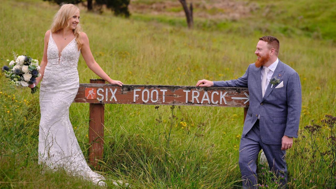 Zac Smith and Sammie Feeley recently got married after meeting at a Sydney run club. Picture: Supplied.