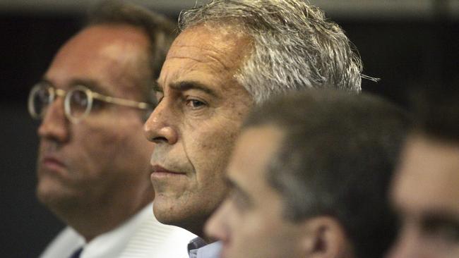 Jeffrey Epstein appears in court in West Palm Beach on Monday. Picture: AP