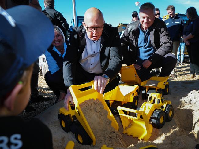 Peter Dutton while on the 2025 federal election campaign at AGFEST at Carrick, just outside of Launceston in Tasmania. Picture: Adam Head / NewsWire