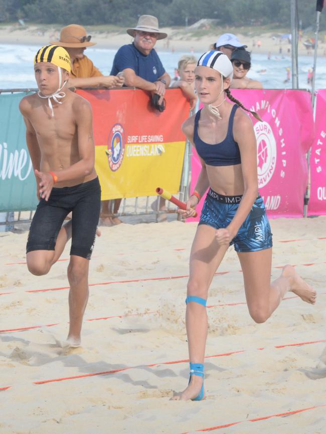 Running action at the Queensland Youth Surf Life Saving Championships on February 17.