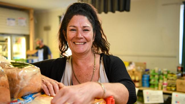 Tracey O'Connell volunteering at Pantry 5000, the Carrum food charity she says helped turn her life around. Picture: Penny Stephens.