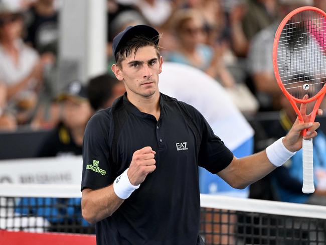 Popyrin looks in control early, but world No.37 Matteo Arnaldi hit back, punishing an uncharacteristically loose Popyrin service game. Picture: AFP