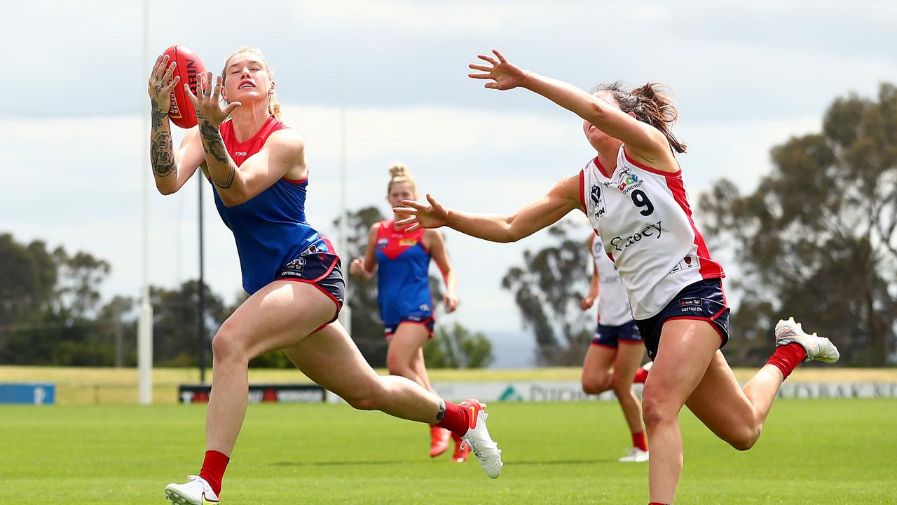 Tayla Harris was traded from Carlton to Melbourne. Picture: Kelly Defina/Getty Images