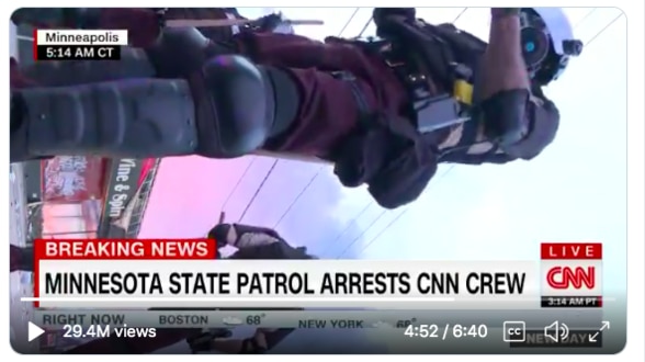 This is the dodgy-looking last shot of the CNN live broadcast as the entire crew are arrested, and are forced to leave their camera behind.