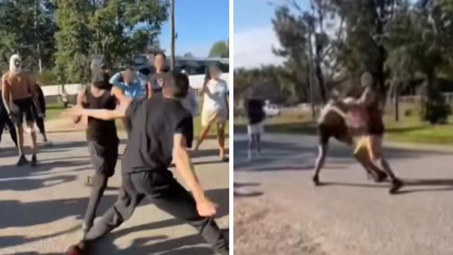 Footage of a street brawl in the border town of Boggabilla is making the rounds on social media, with NSW police now investigating. Photo: Facebook.