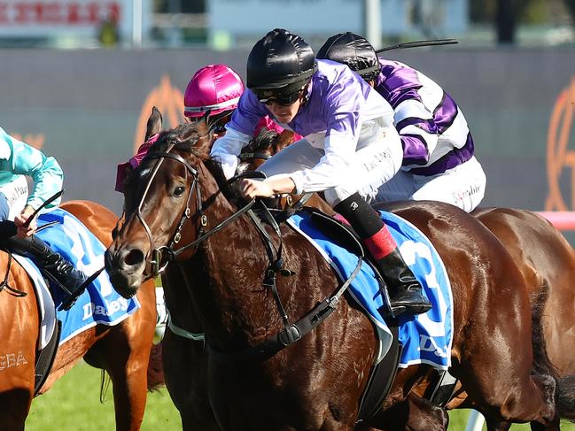 SYDNEY, AUSTRALIA - SEPTEMBER 02:  Zac Lloyd riding Tiz Invincible wins Race 6 Darley Furious Stakes during "City Tattersalls Club Cup Day" - Sydney Racing at Royal Randwick Racecourse on September 02, 2023 in Sydney, Australia. (Photo by Jeremy Ng/Getty Images)